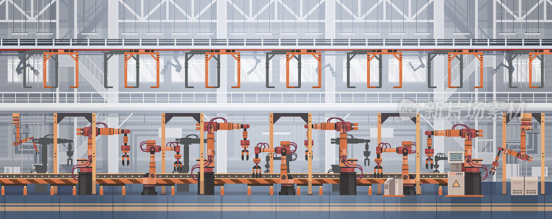 工厂生产输送机自动化装配线机械工业自动化工业概念