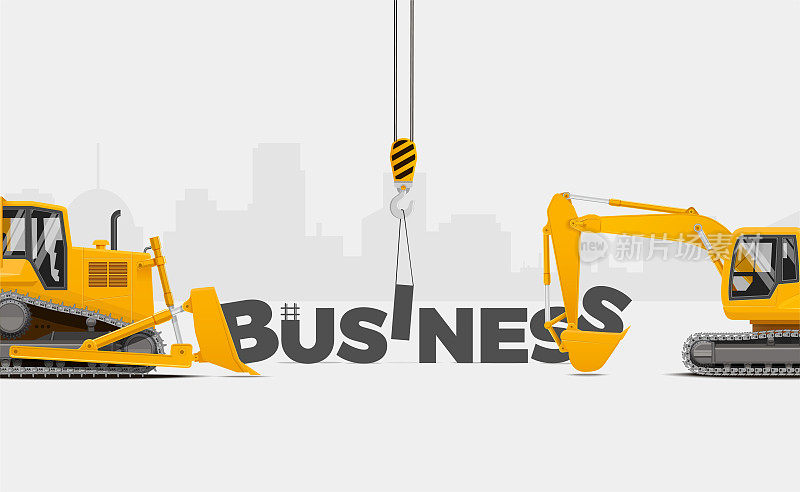 商业创意主题横幅，矢量插图。构建业务概念。