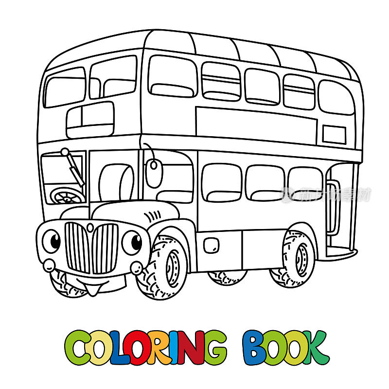 有眼睛的有趣的伦敦小巴士。彩色书
