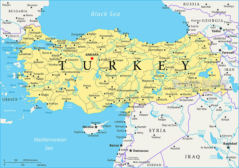 地图土耳其-矢量