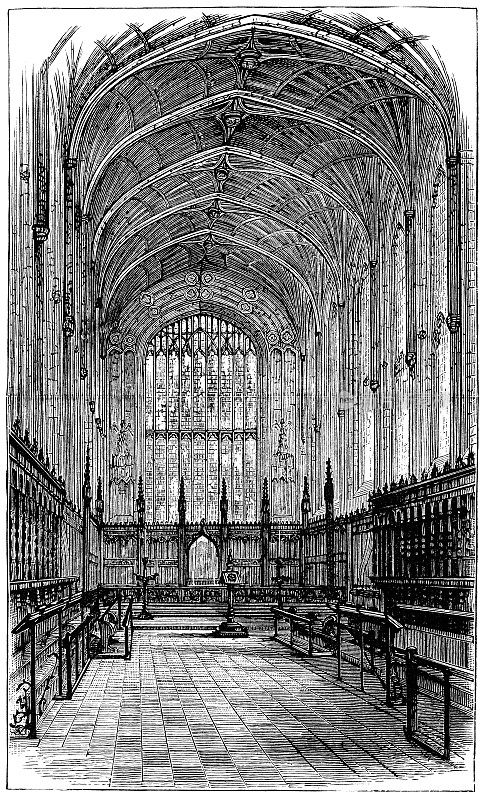 英国剑桥大学的国王学院教堂，建于19世纪