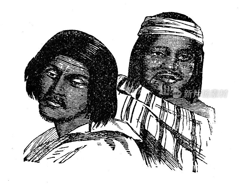 古董插图:美国原住民，加利福尼亚人