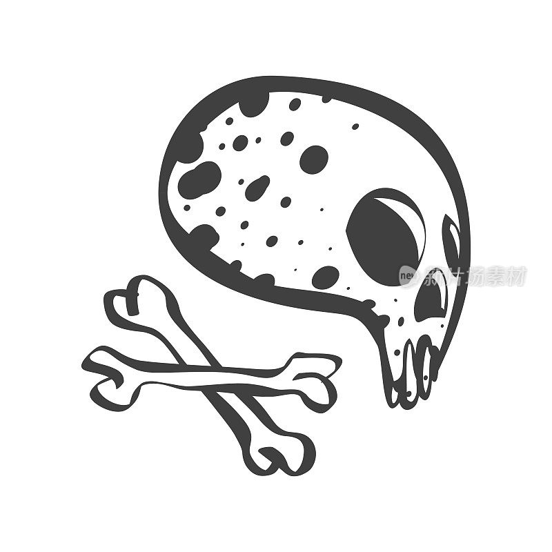骷髅和交叉骨骼卡通插图