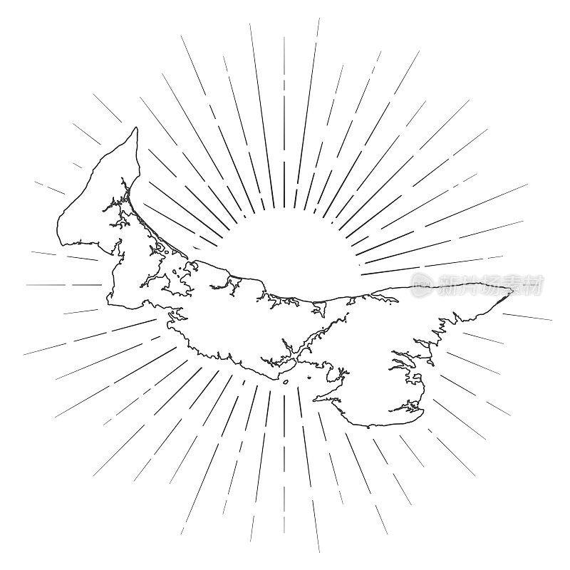 爱德华王子岛地图与阳光在白色的背景
