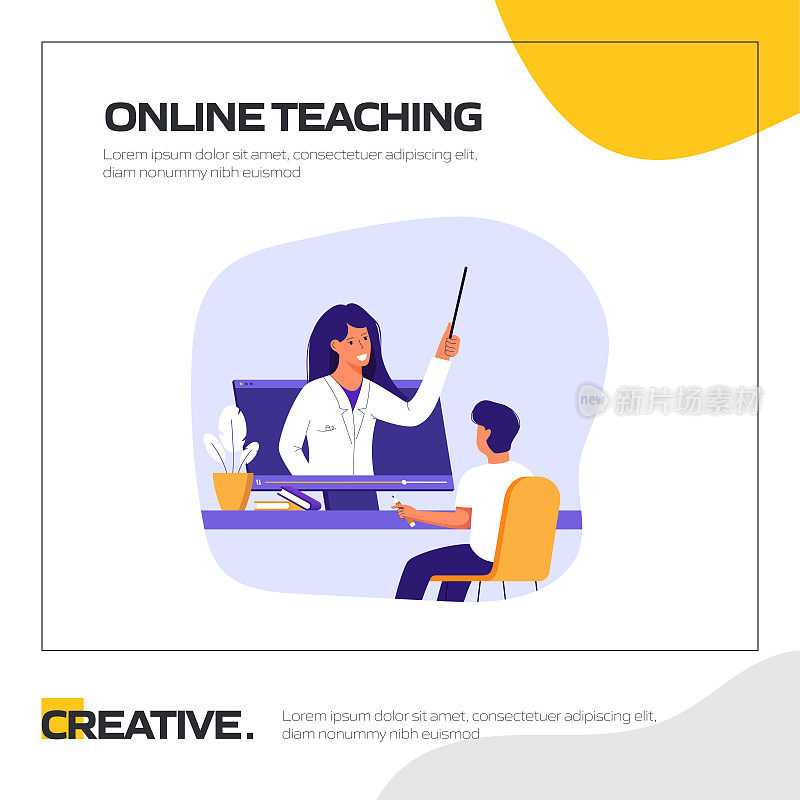 网络教学概念矢量插图网站横幅，广告和营销材料，网络广告，商业演示等。
