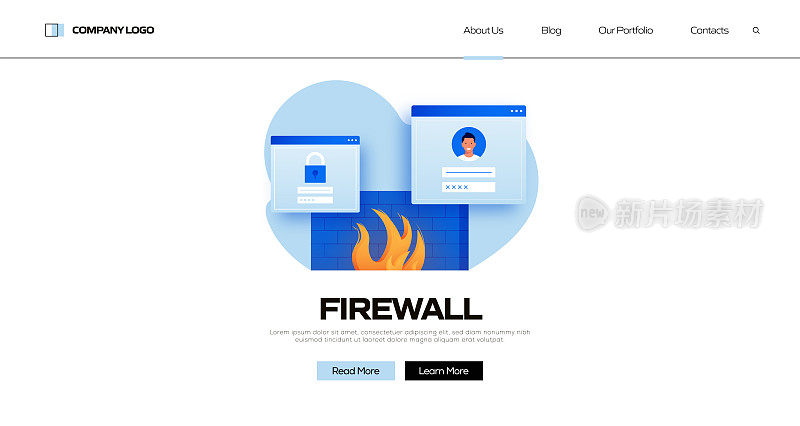 防火墙概念矢量插图登陆页面模板，网站横幅，广告和营销材料，在线广告，业务演示等。