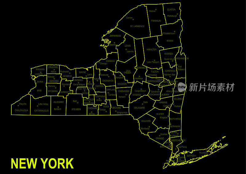 纽约的霓虹地图
在黑色背景下