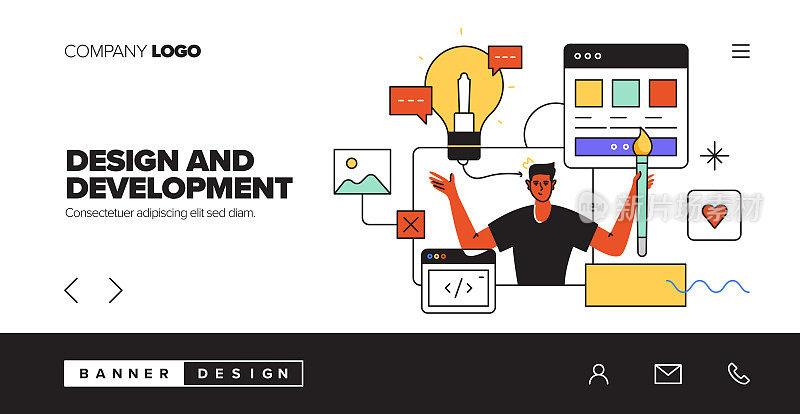 设计和开发的概念登陆页，网站横幅，在线广告，广告和营销材料