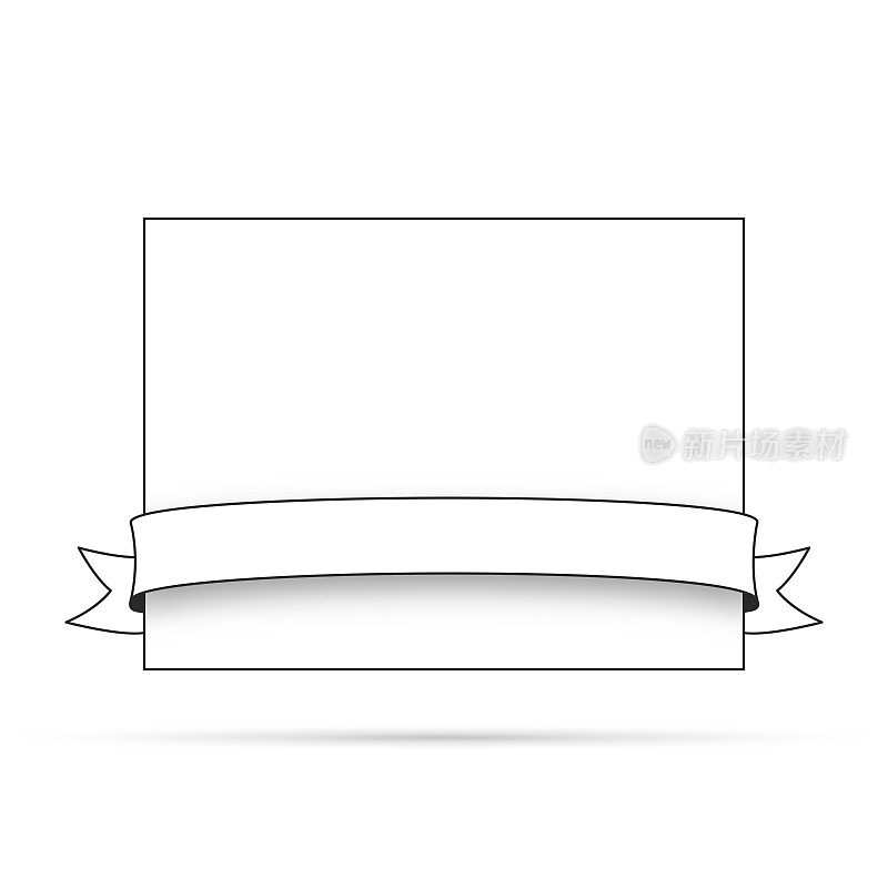 丝带(轮廓，线条艺术)，在空白白色标签-设计元素