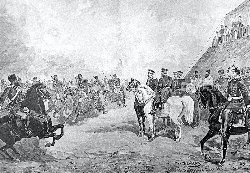 德皇威廉二世在一次哥萨克骑兵演习中