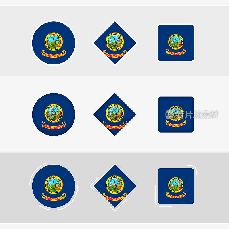 爱达荷州国旗图标设置，矢量旗爱达荷州。