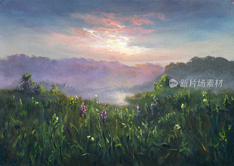 夏天的黄昏,绘画