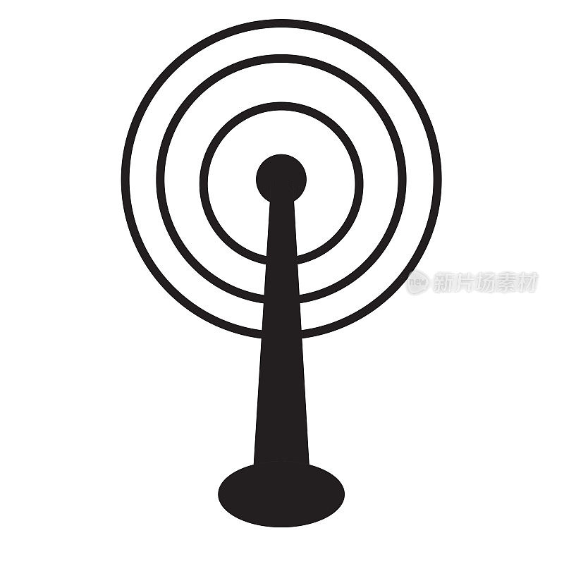 发射塔矢量图，用于发射机插图。无线信号图标。无线技术。向量illsutration。