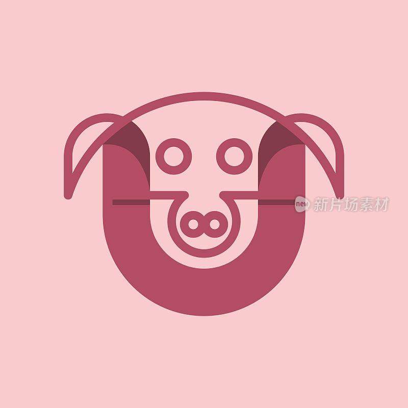 字母U猪标志设计