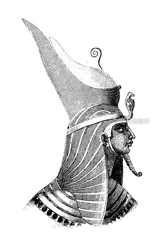 古董雕刻插图，文明，埃及人:皇家头饰