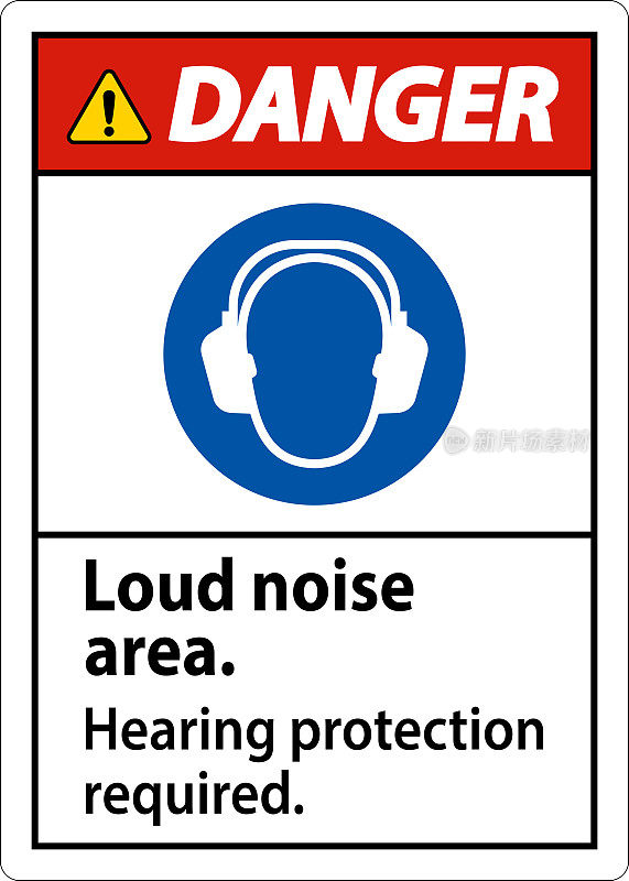 危险听力保护要求白色背景标志