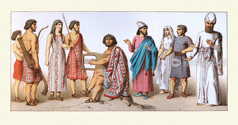 古代中东时装，叙利亚男女，希伯来男女，祭司