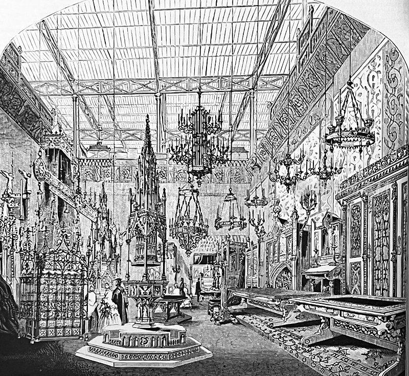 1851年伦敦水晶宫展览，中世纪宫廷内部