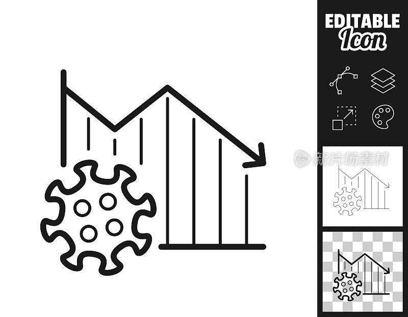 冠状病毒细胞下降图。图标设计。轻松地编辑