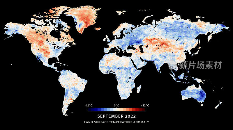 世界地表温度距平图2022年9月