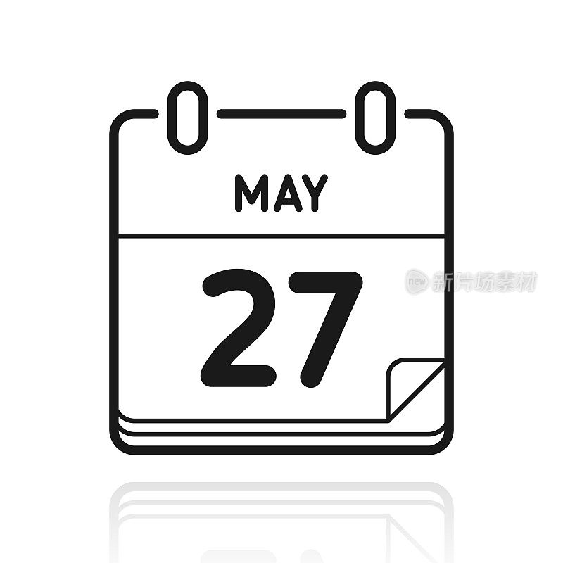 5月27日。白色背景上反射的图标