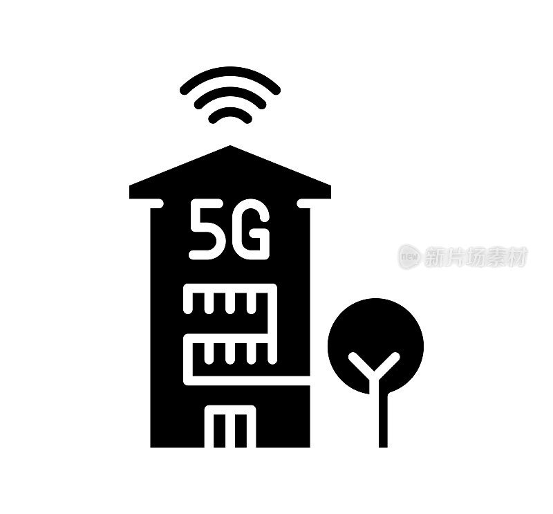 5G可用的黑色填充矢量图标