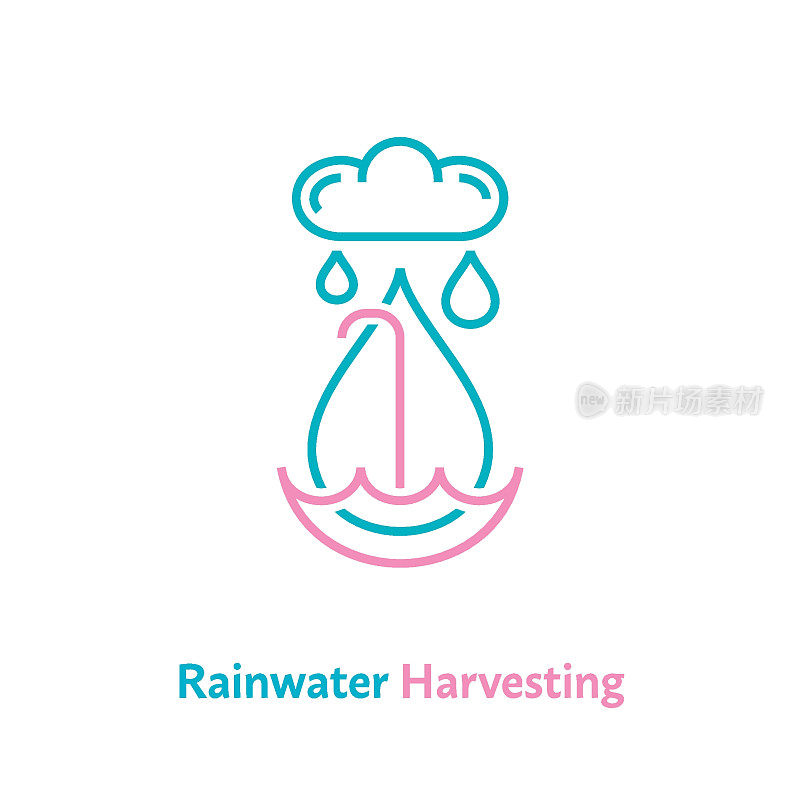 雨水收集系统标志。可编辑矢量图