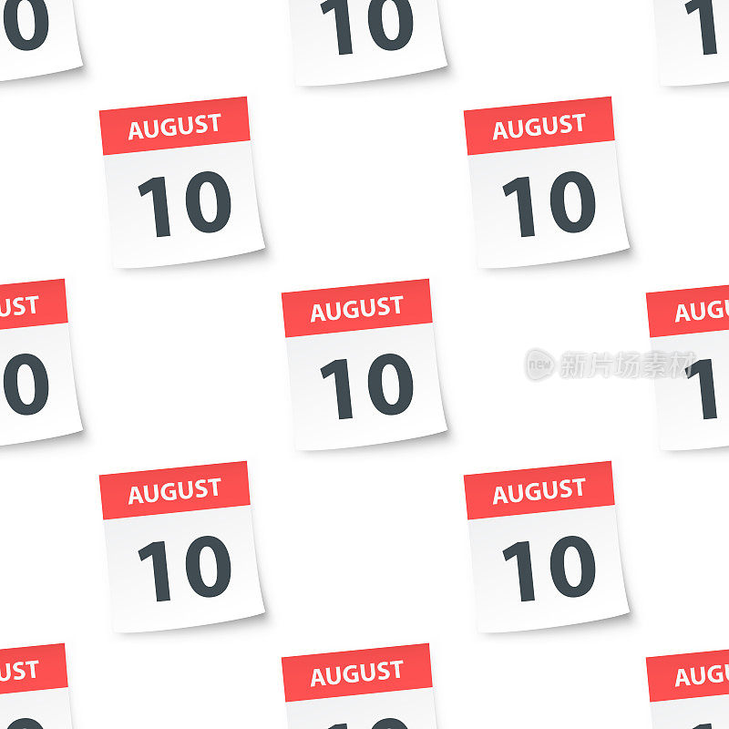 8月10日-每日日历无缝图案