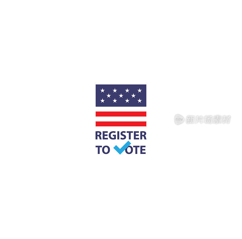 登记投票对美国选举横幅设计。邀请市民登记参加选举程序。矢量设计。