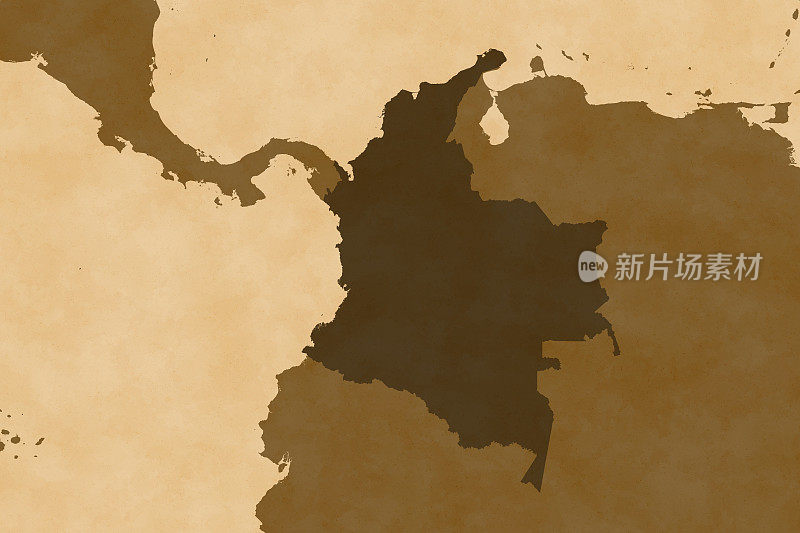 南美与哥伦比亚地图系列，旧纸
