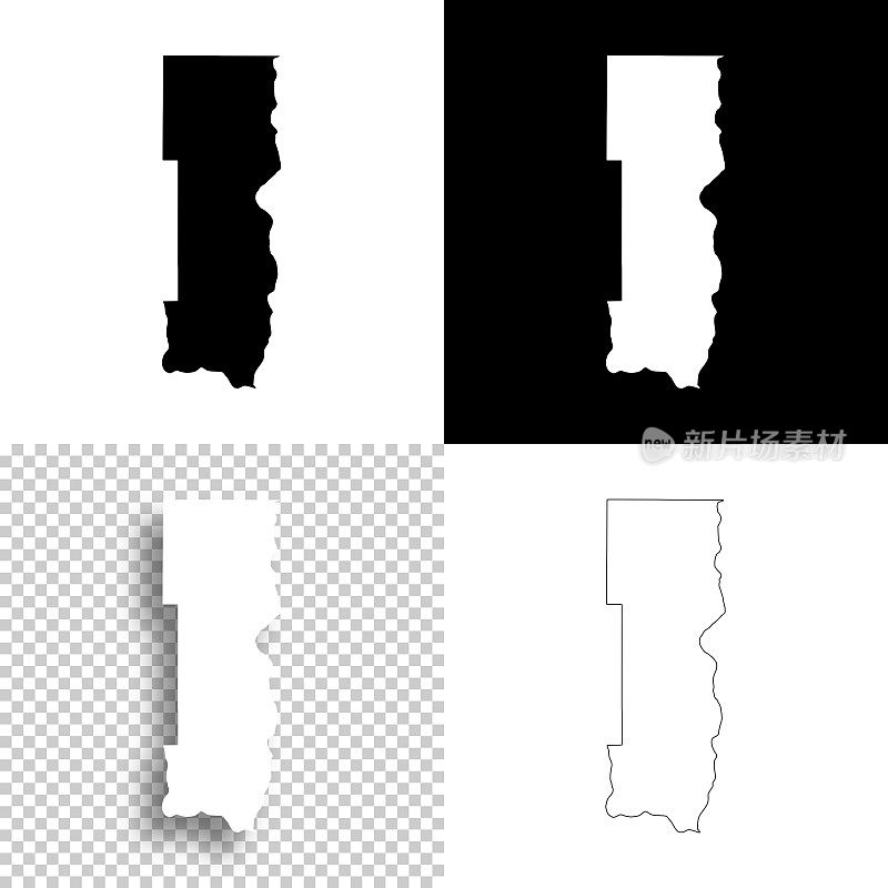 华盛顿县，明尼苏达州。设计地图。空白，白色和黑色背景