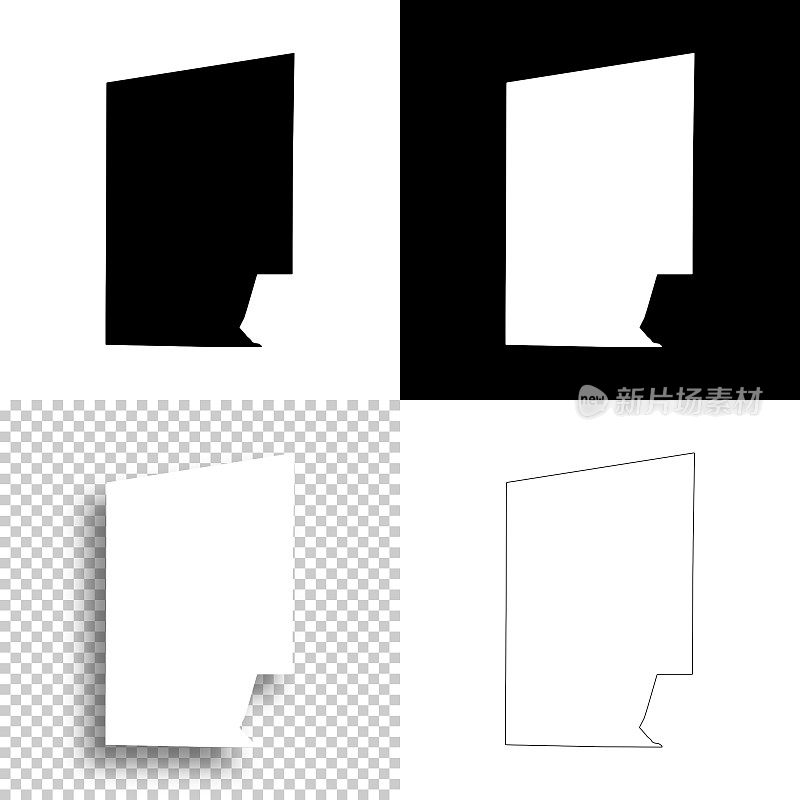 德克萨斯州亨特县。设计地图。空白，白色和黑色背景