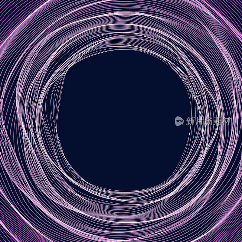 圆形紫色线条在黑暗的背景上创造一个隧道效果。