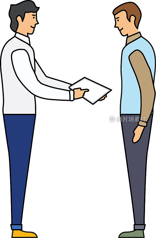 人们在合同上握手达成协议，手里拿着签署好的文件。成功的合作伙伴站立和完成交易。合作和握手。