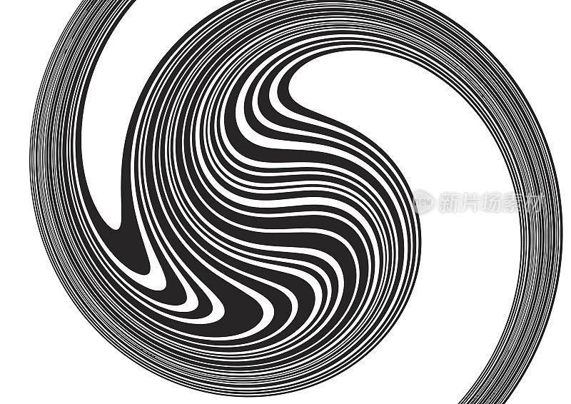 漩涡或螺旋图案-黑色和白色