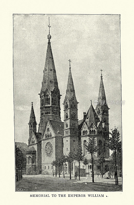 威廉皇帝纪念教堂，Ged?chtniskirche，柏林，德国，19世纪90年代
