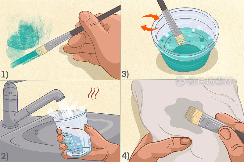 清洁油漆刷-使用肥皂水
