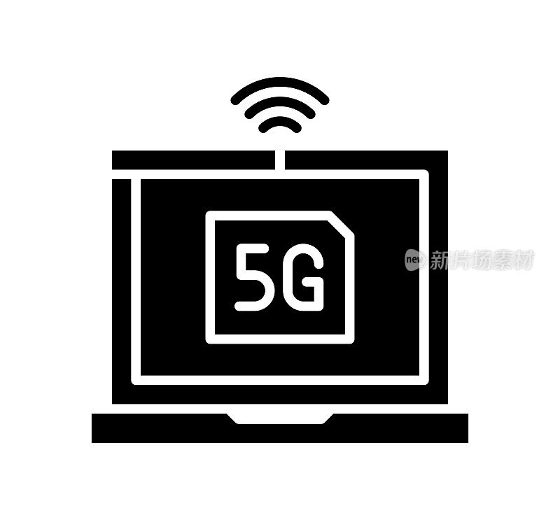 5G连接黑色填充矢量图标