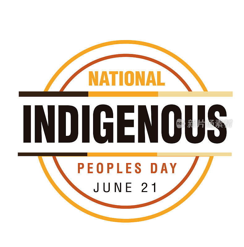 全国土著人民日6月21日庆祝圆形标签设计白色背景