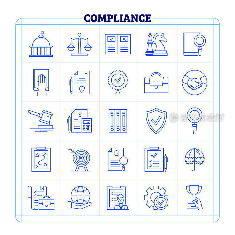 合规细线矢量图标集。