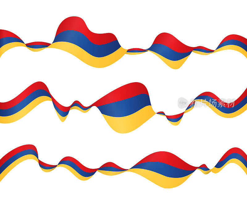 国旗的亚美尼亚-矢量挥舞丝带横幅集。隔离在白色背景上
