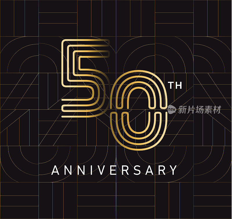 黄金50周年广场标志几何排版设计