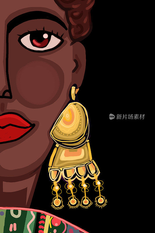 戴耳环的漂亮非裔美国女人