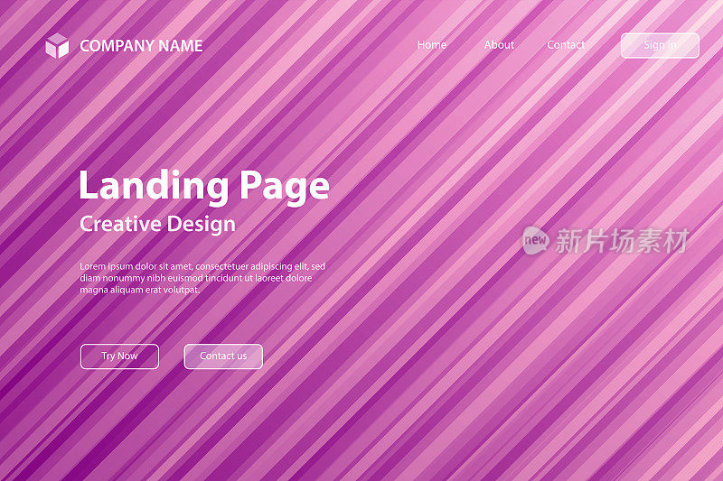 登陆页面模板-抽象设计与对角线-时髦的紫色梯度