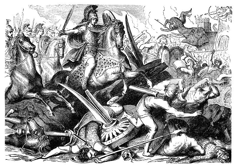 1876年高加米拉战役中雕刻的亚历山大大帝