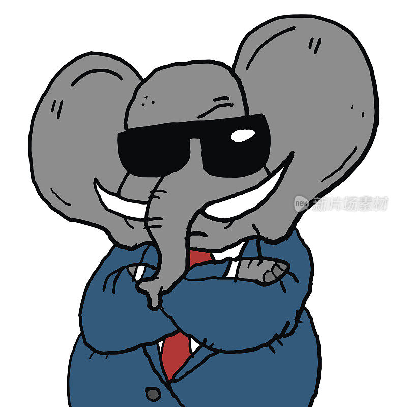 戴墨镜穿西装的大象