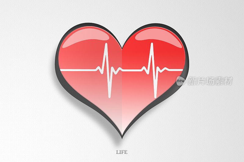 生活心脏形状与白色心率线
