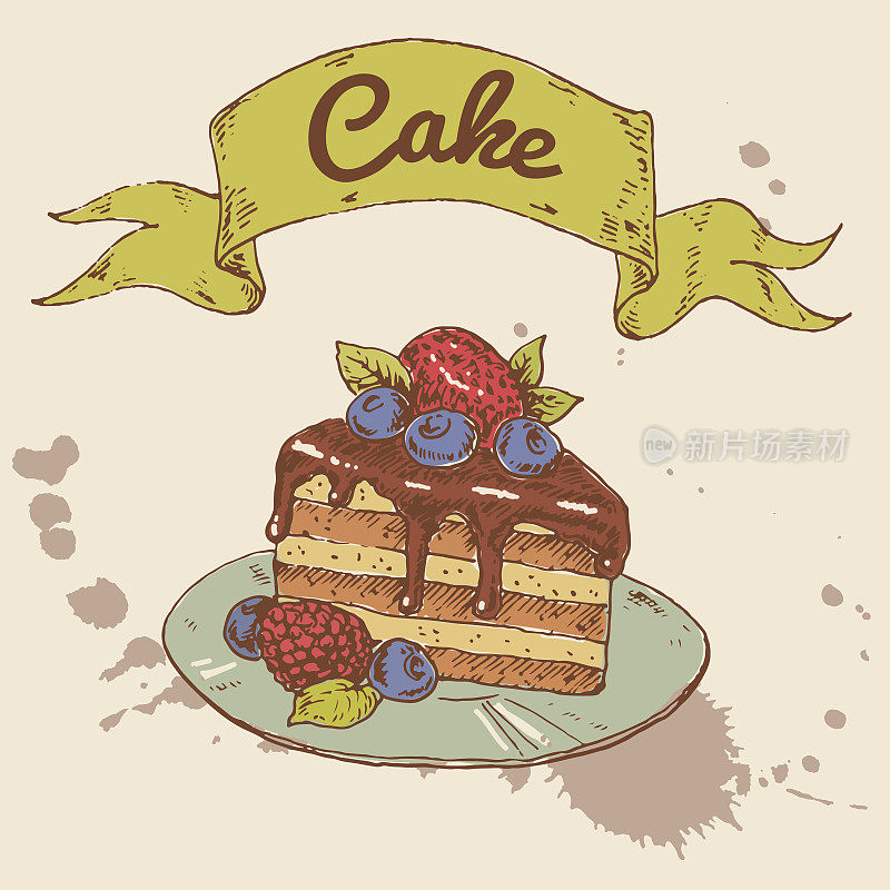 手绘的蛋糕插图