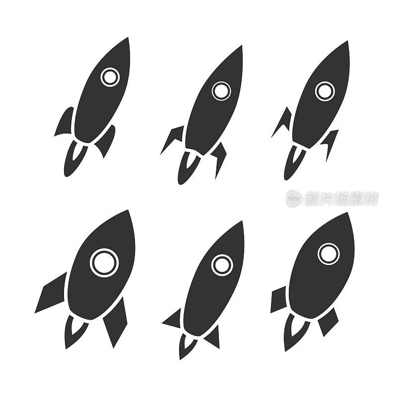火箭剪影图标集。
