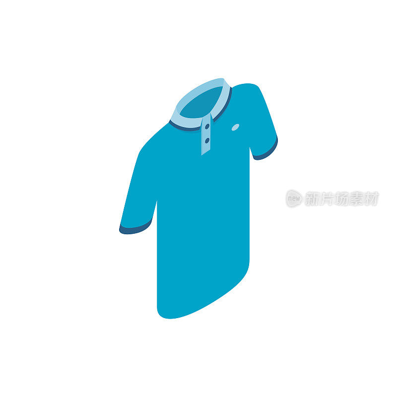 蓝色男子polo衫图标，等距3d风格